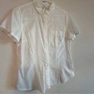 L.O.G.G. by H&M White Linen-Look Cotton Button Down Shirt – Size US 10
